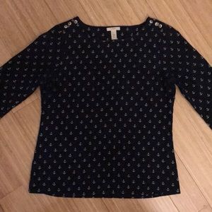 J crew Anchor pattern shirt with button details.